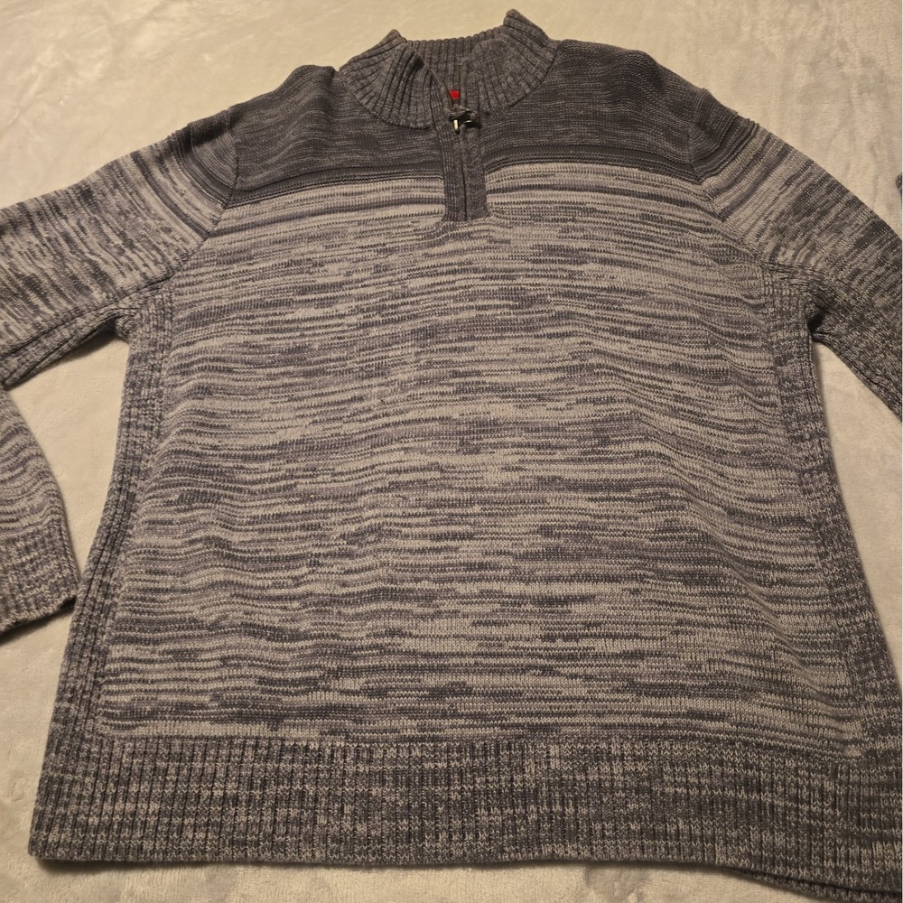 Mens 33 Degrees Gray 1/4 Zip Sweater Large Grandpacore Cobain Preppy